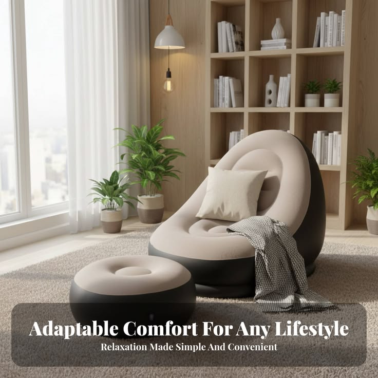 ✨ Premium Inflatable Lazy Sofa Chair with Footrest | Luxury Air Lounge Seat for Home & Relaxation