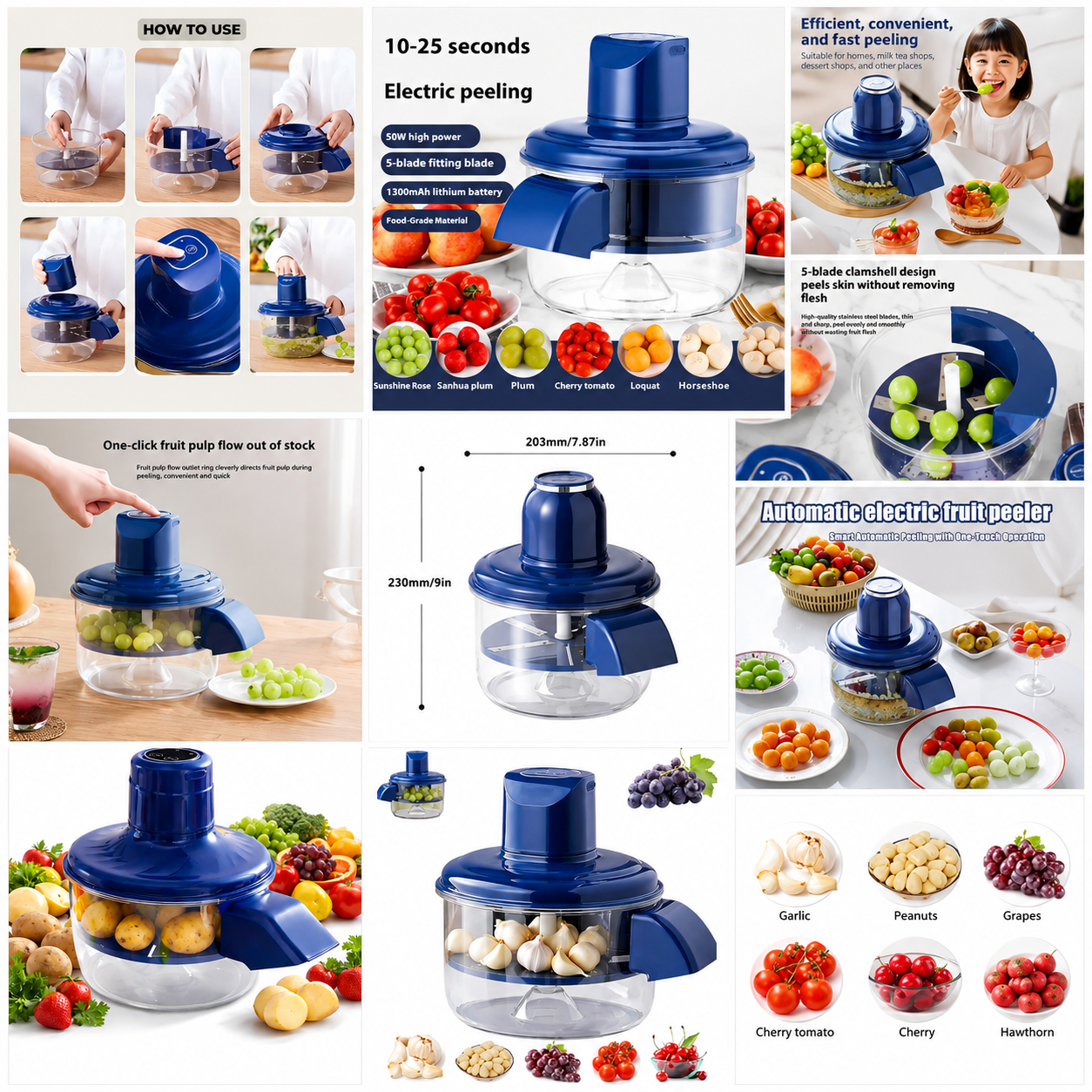 Efficient Automatic Electric Fruits and Vegetable Peeler  Garlic, Onion, Fruits & Vegetables  | Fast Kitchen Helper