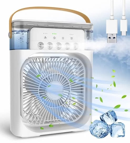 ❄️ Portable Mini Air Cooler Fan with LED Light | USB Rechargeable Humidifier & Personal Cooling Fan