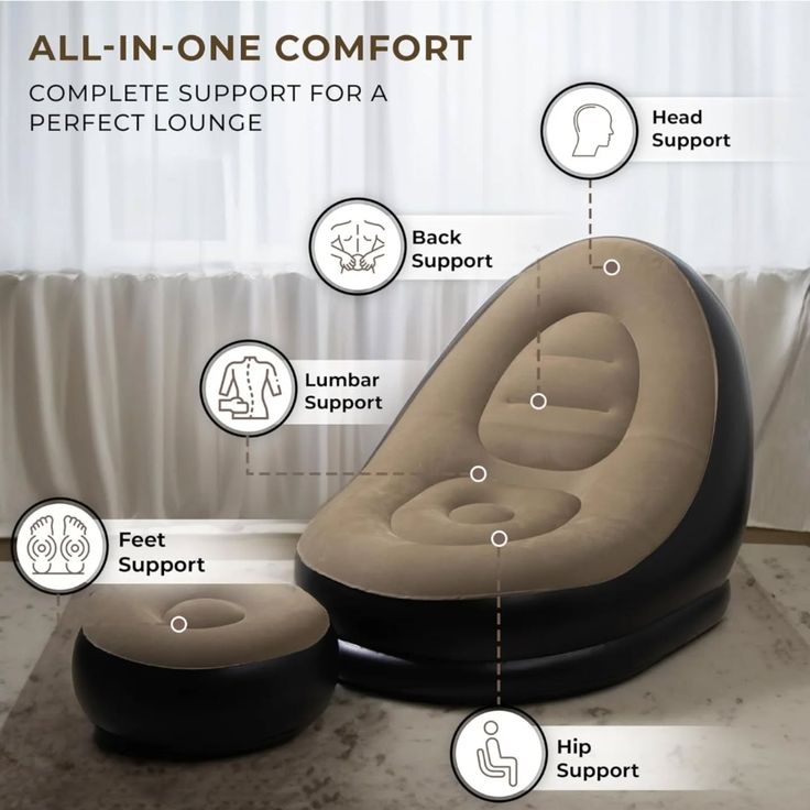 ✨ Premium Inflatable Lazy Sofa Chair with Footrest | Luxury Air Lounge Seat for Home & Relaxation