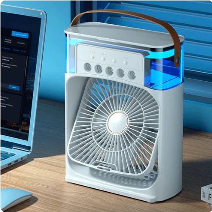 ❄️ Portable Mini Air Cooler Fan with LED Light | USB Rechargeable Humidifier & Personal Cooling Fan