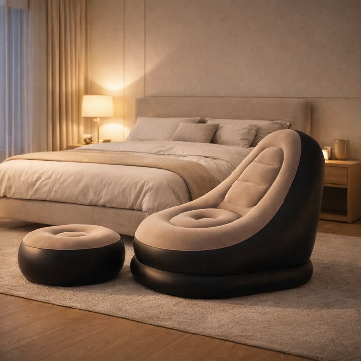 ✨ Premium Inflatable Lazy Sofa Chair with Footrest | Luxury Air Lounge Seat for Home & Relaxation